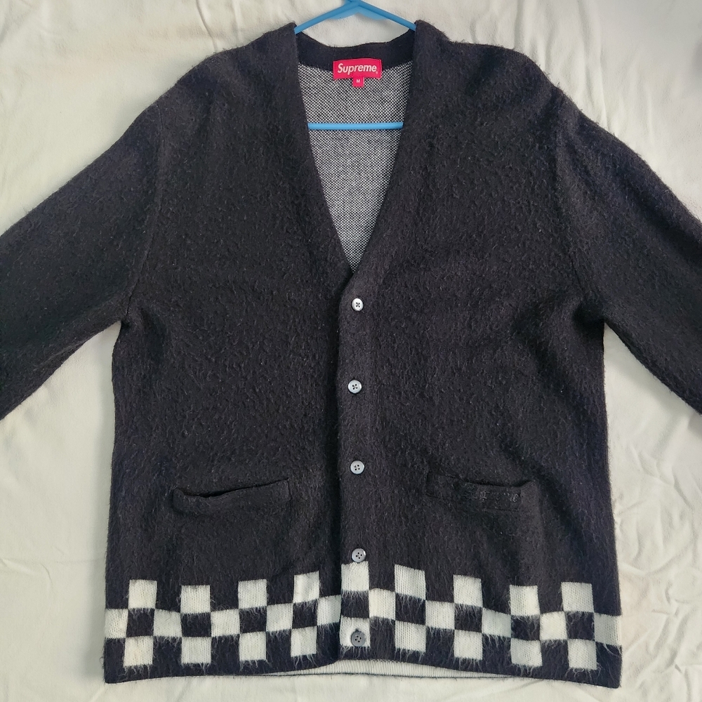 Supreme Checkered Mohair Brushed Cardigan